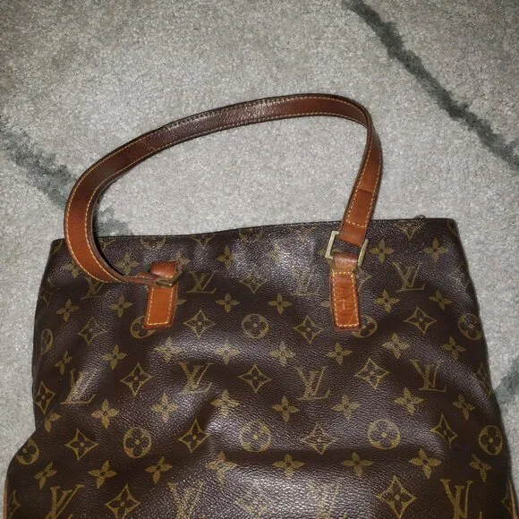 Louis Vuitton Brown Monogram Canvas Shoulder Bag with Tan Leather Handles - Picture 4 of 7